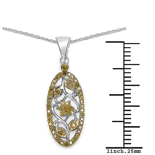 0.27 Carat Genuine Yellow Diamond .925 Sterling Silver Pandent  DestGlow