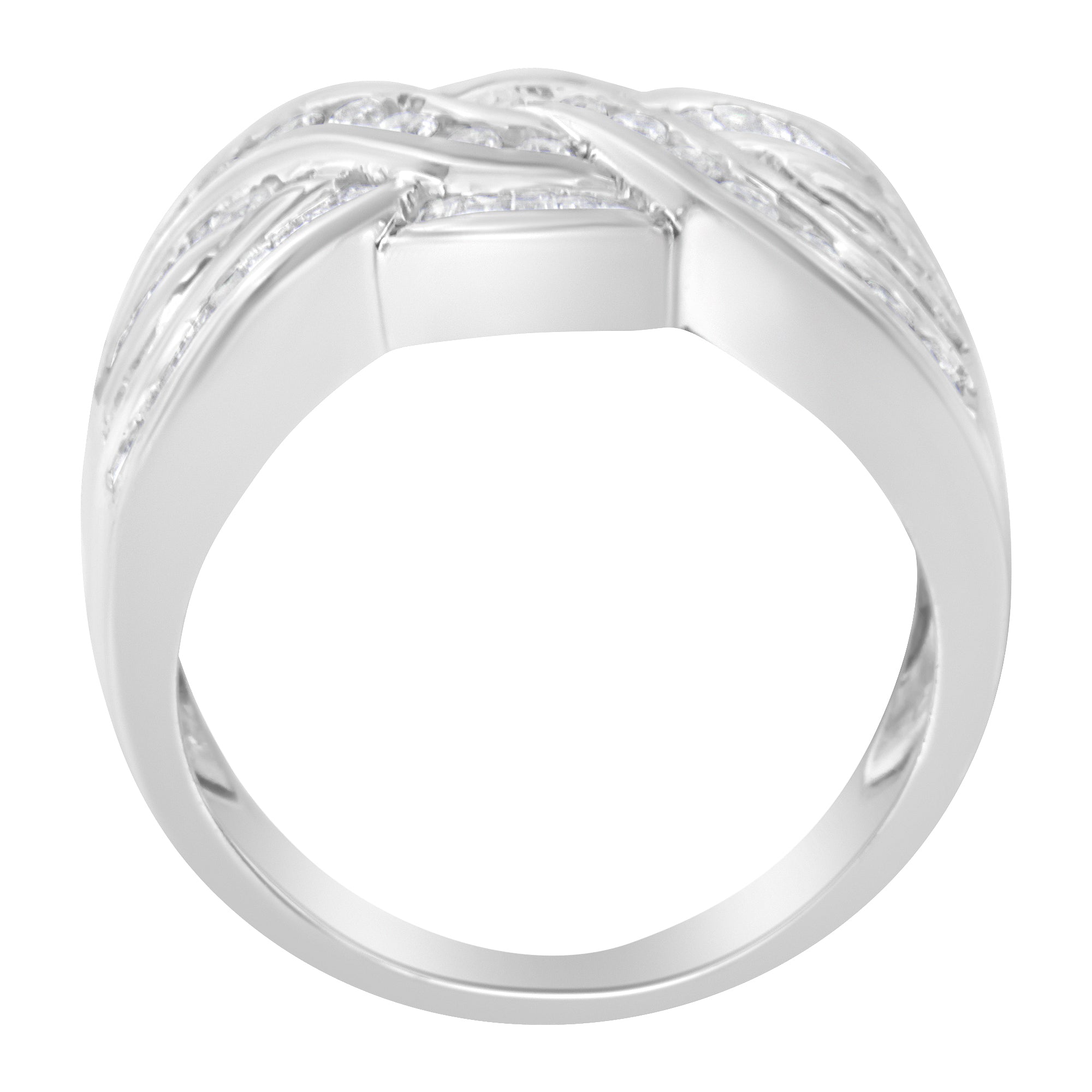 10K White Gold Diamond Bypass Ring (1 Cttw, H-I Color, I1-I2 Clarity) - Size 6-3/4 by Bids.com
