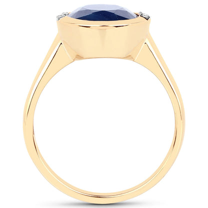 4.85 Carat Genuine Blue Sapphire and White Diamond 14K Yellow Gold Ring by Bids.com