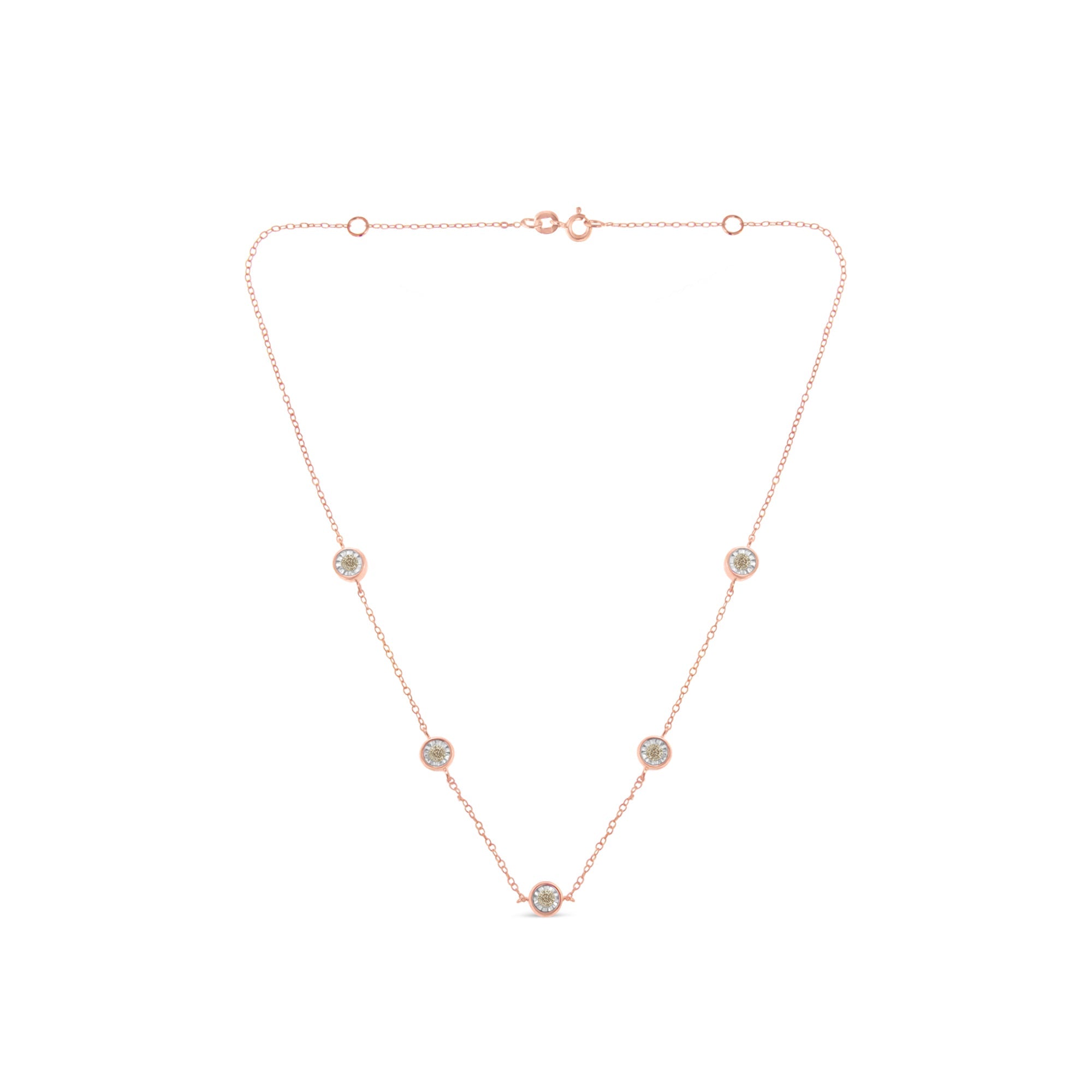 Yellow Color Plated Sterling Silver Diamond Station Necklace (1/2 cttw, K-L Color, I2-I3 Clarity) by Bids.com