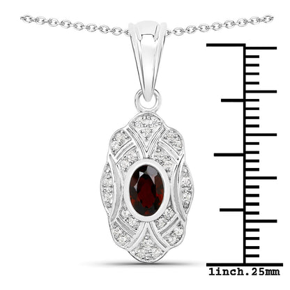 0.63 Carat Genuine Garnet and White Topaz .925 Sterling Silver Pendant by Bids.com