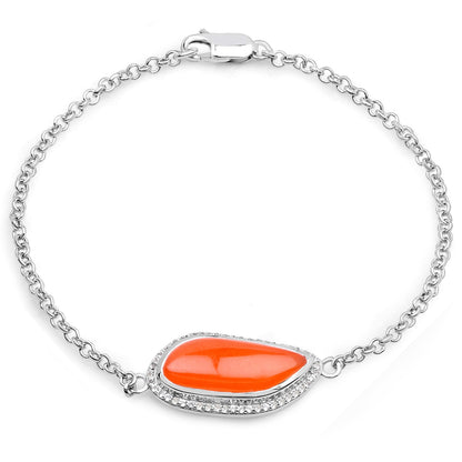 5.50 Carat Genuine Carnelian And White Topaz .925 Sterling Silver Bracelet by Bids.com