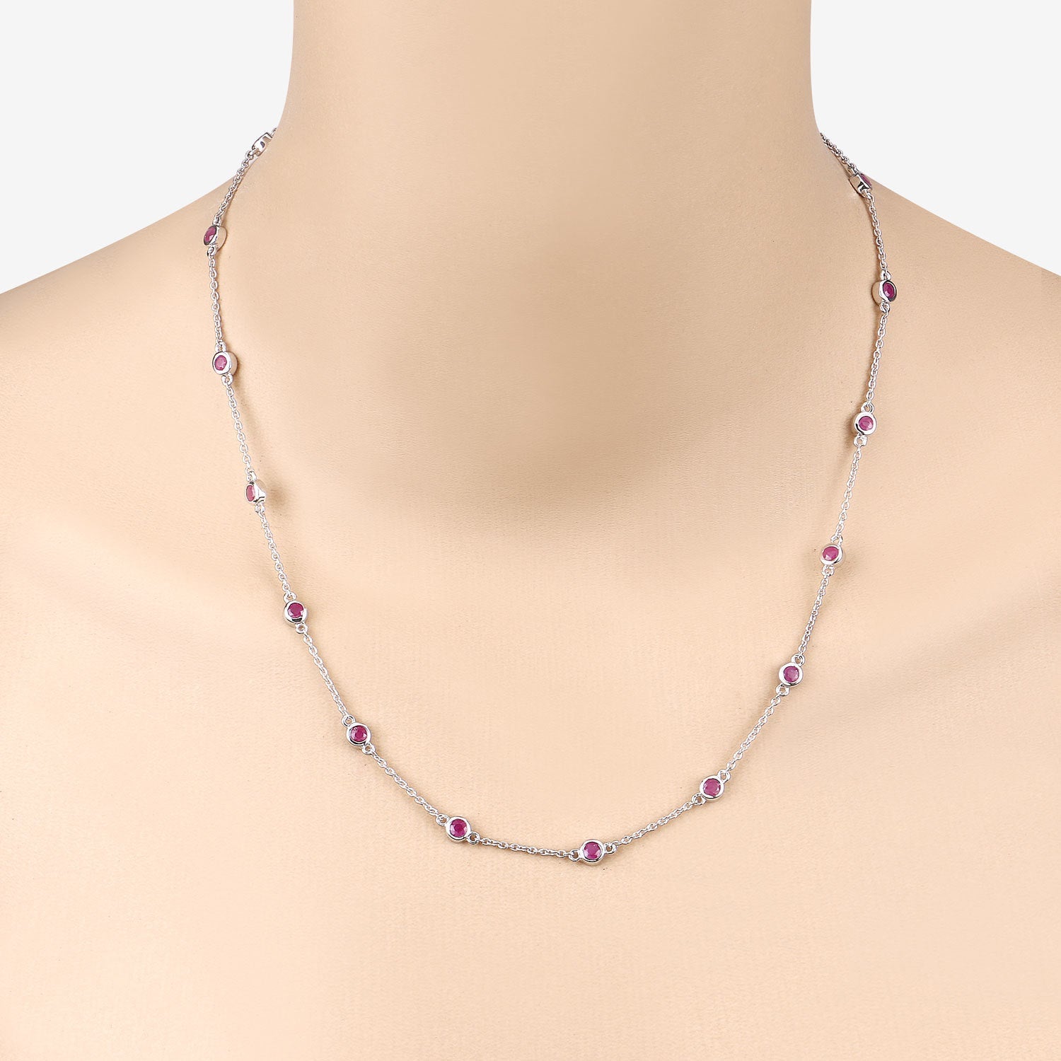 2.34 Carat Genuine Ruby .925 Sterling Silver Necklace by Bids.com