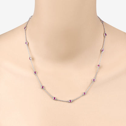 2.34 Carat Genuine Ruby .925 Sterling Silver Necklace by Bids.com