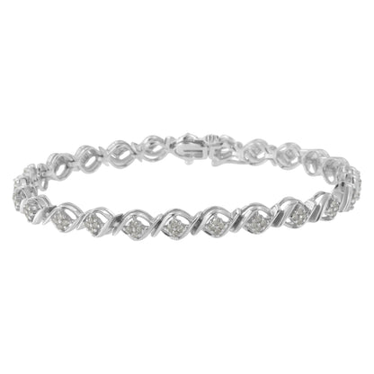 Sterling Silver Diamond Cluster Link Bracelet (1 cttw, I-J Color, I2-I3 Clarity) by Bids.com