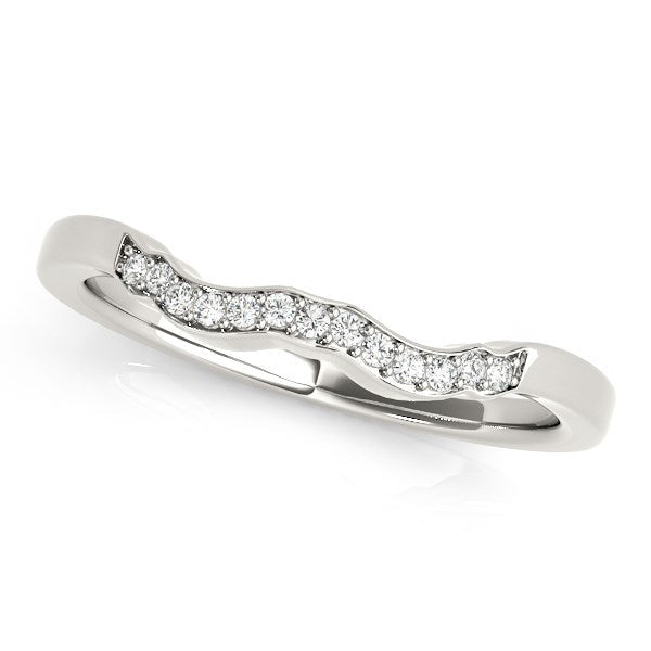 14k White Gold Wavy Style Diamond Wedding Ring (1/15 cttw) by Bids.com