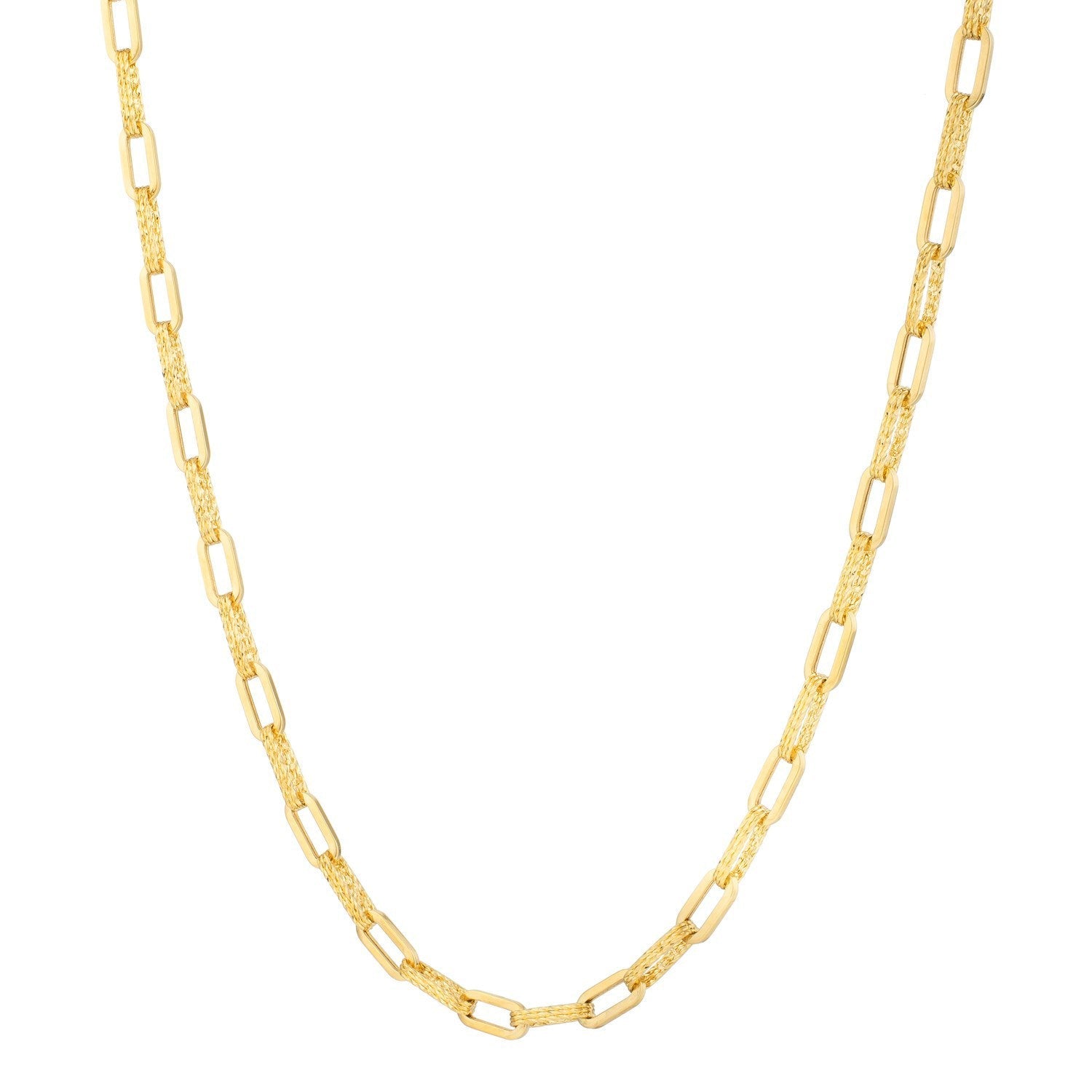 14k Yellow Gold Diamante Paperclip Chain Necklace (4.00 mm) by Bids.com
