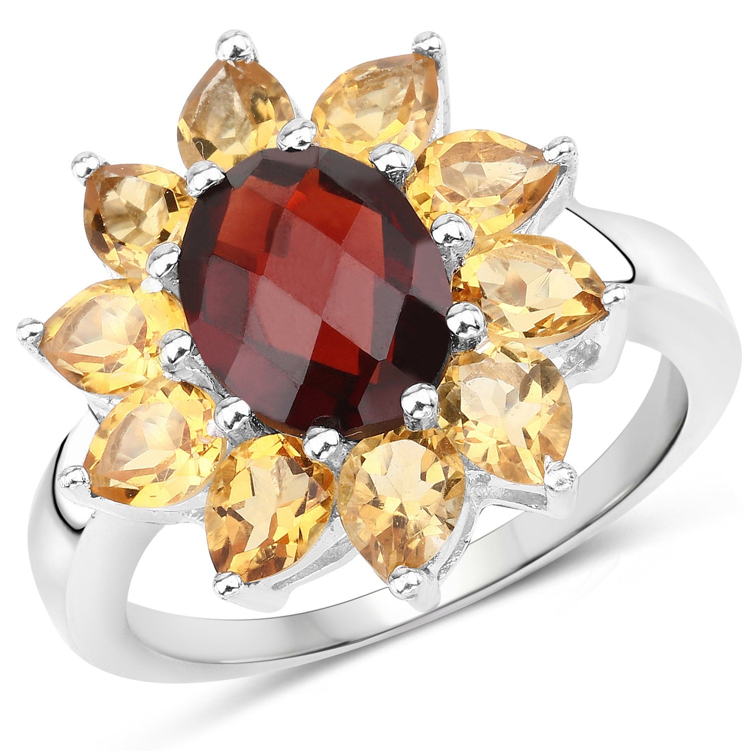 5.50 Carat Genuine Garnet and Citrine .925 Sterling Silver Ring by Bids.com