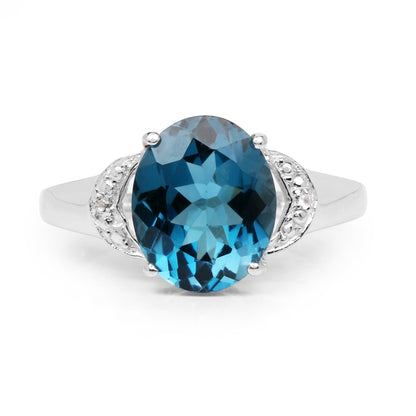 4.26 Carat Genuine London Blue Topaz &amp; White Topaz .925 Sterling Silver Ring by Bids.com