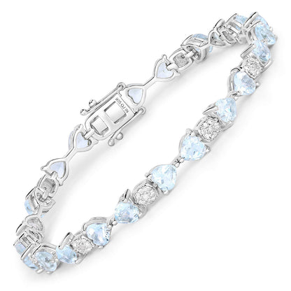 7.36 Carat Genuine Aquamarine and White Diamond .925 Sterling Silver Bracelet by Bids.com