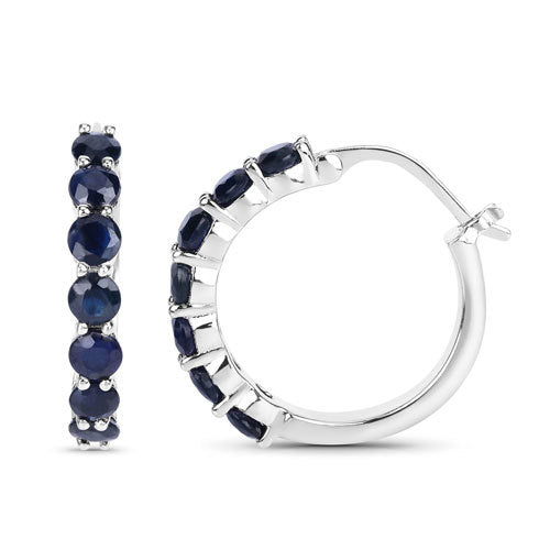 2.66 Carat Genuine Blue Sapphire .925 Sterling Silver Earrings by Bids.com