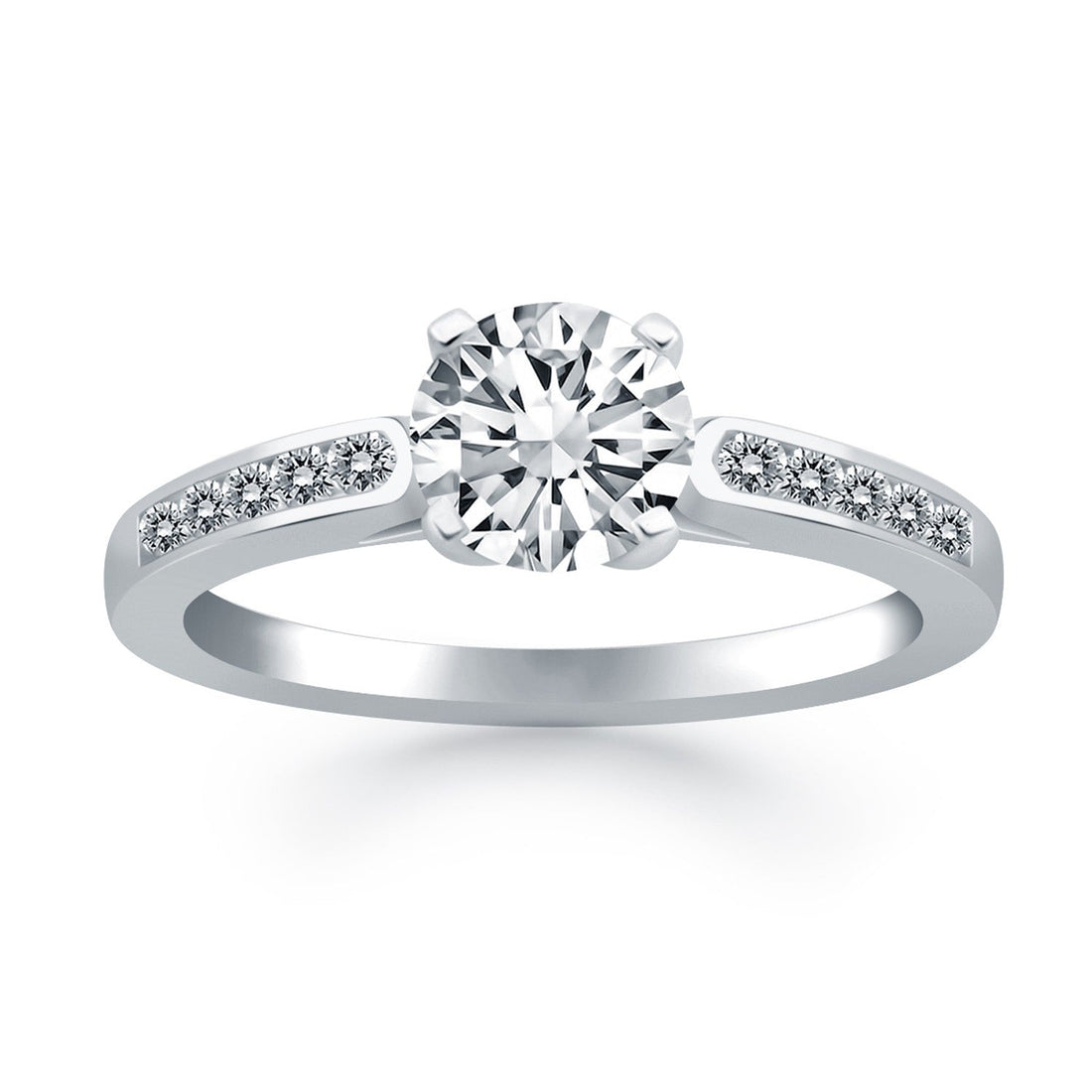 14k White Gold Diamond Channel Cathedral Engagement Ring by Bids.com