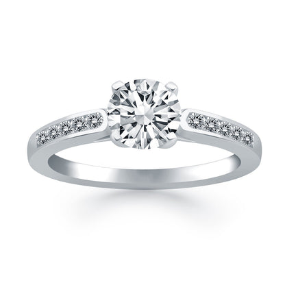 14k White Gold Diamond Channel Cathedral Engagement Ring by Bids.com