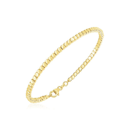 14k Yellow Gold High Polish Bead Cuff Bangle by Bids.com