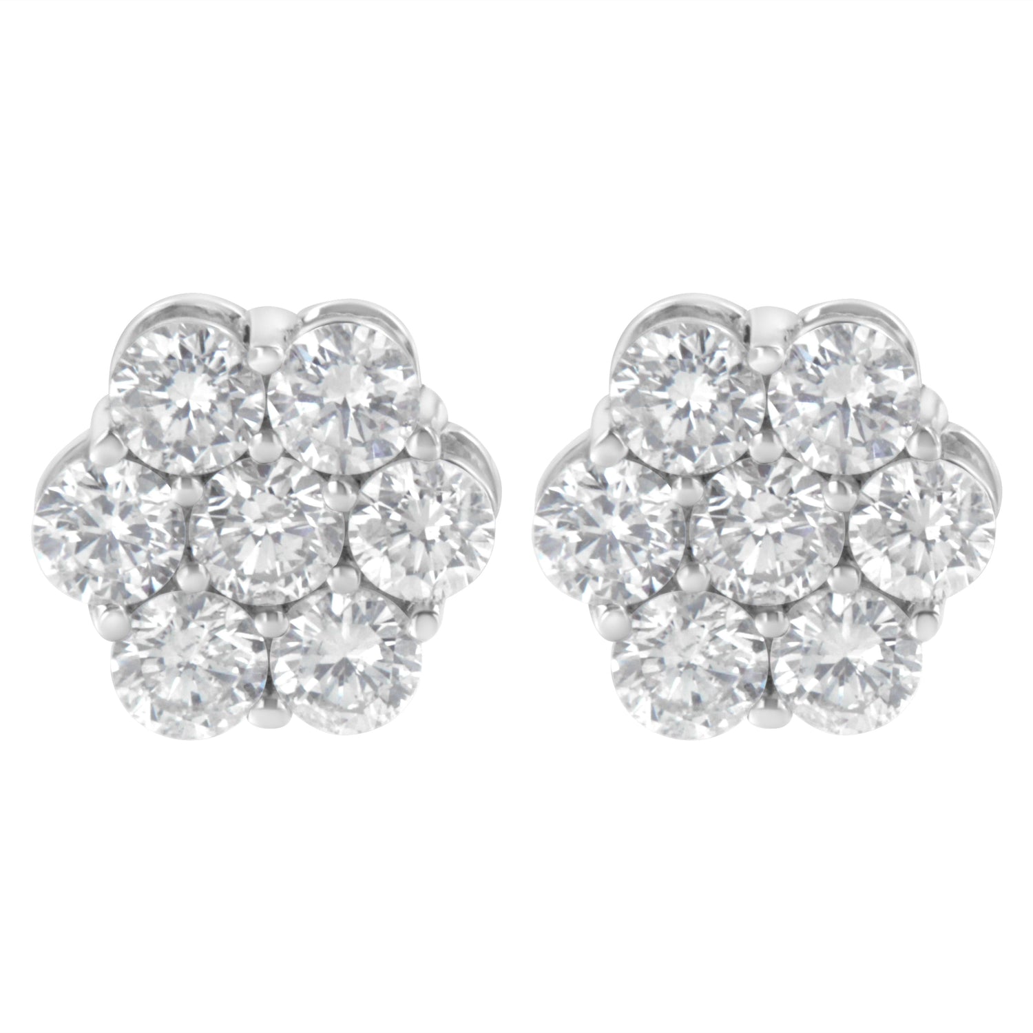 Sterling Silver 2 cttw Floral Composite 7 Stone Diamond Stud Earring (I-J, I1-I2) by Bids.com