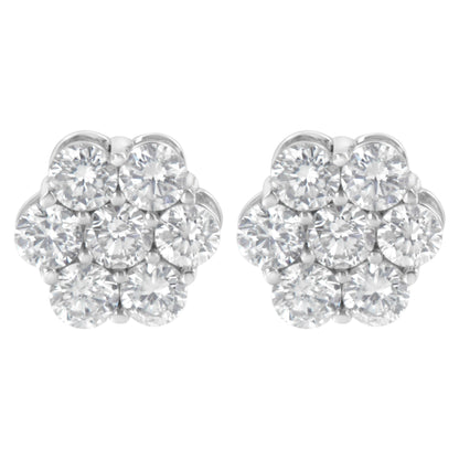 Sterling Silver 2 cttw Floral Composite 7 Stone Diamond Stud Earring (I-J, I1-I2) by Bids.com