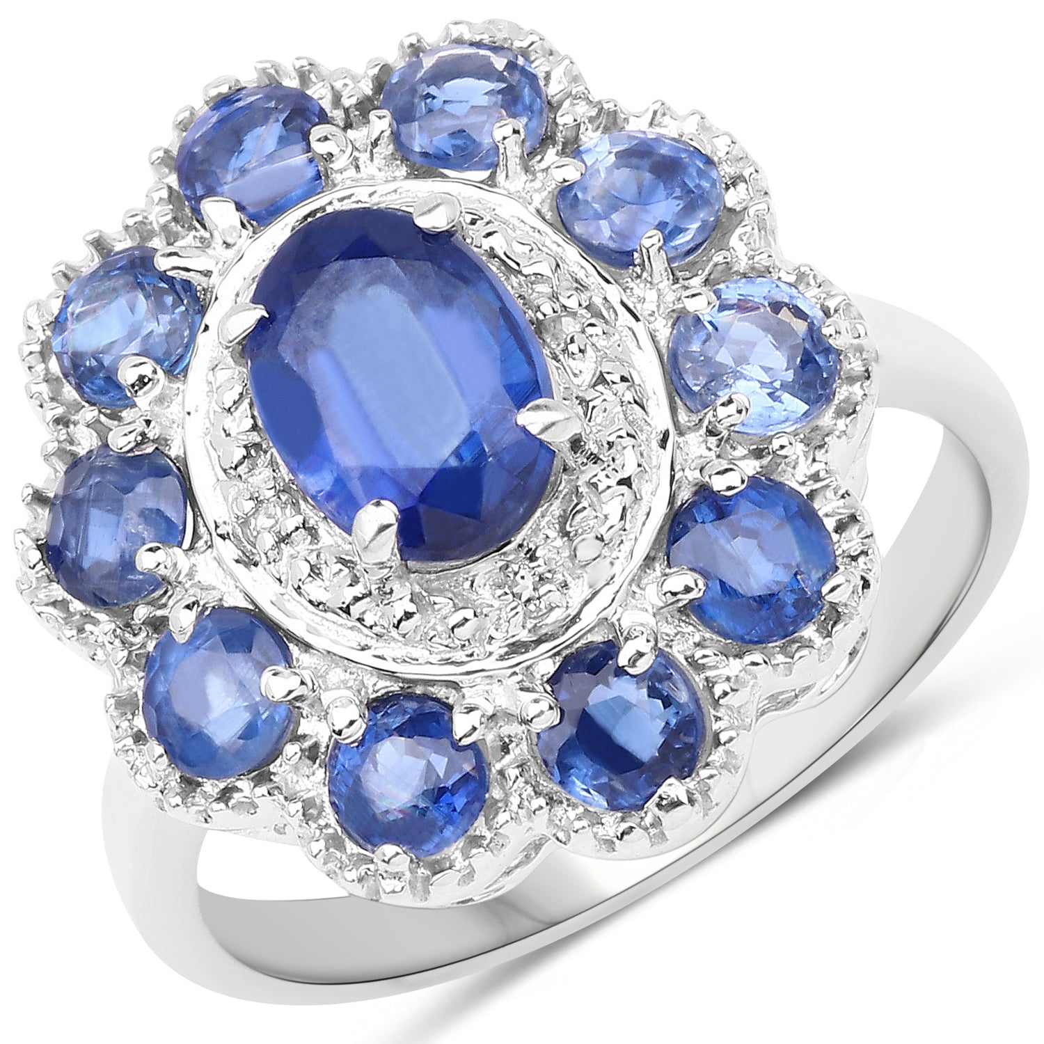 2.47 Carat Genuine Kyanite &amp; White Topaz .925 Sterling Silver Ring by Bids.com