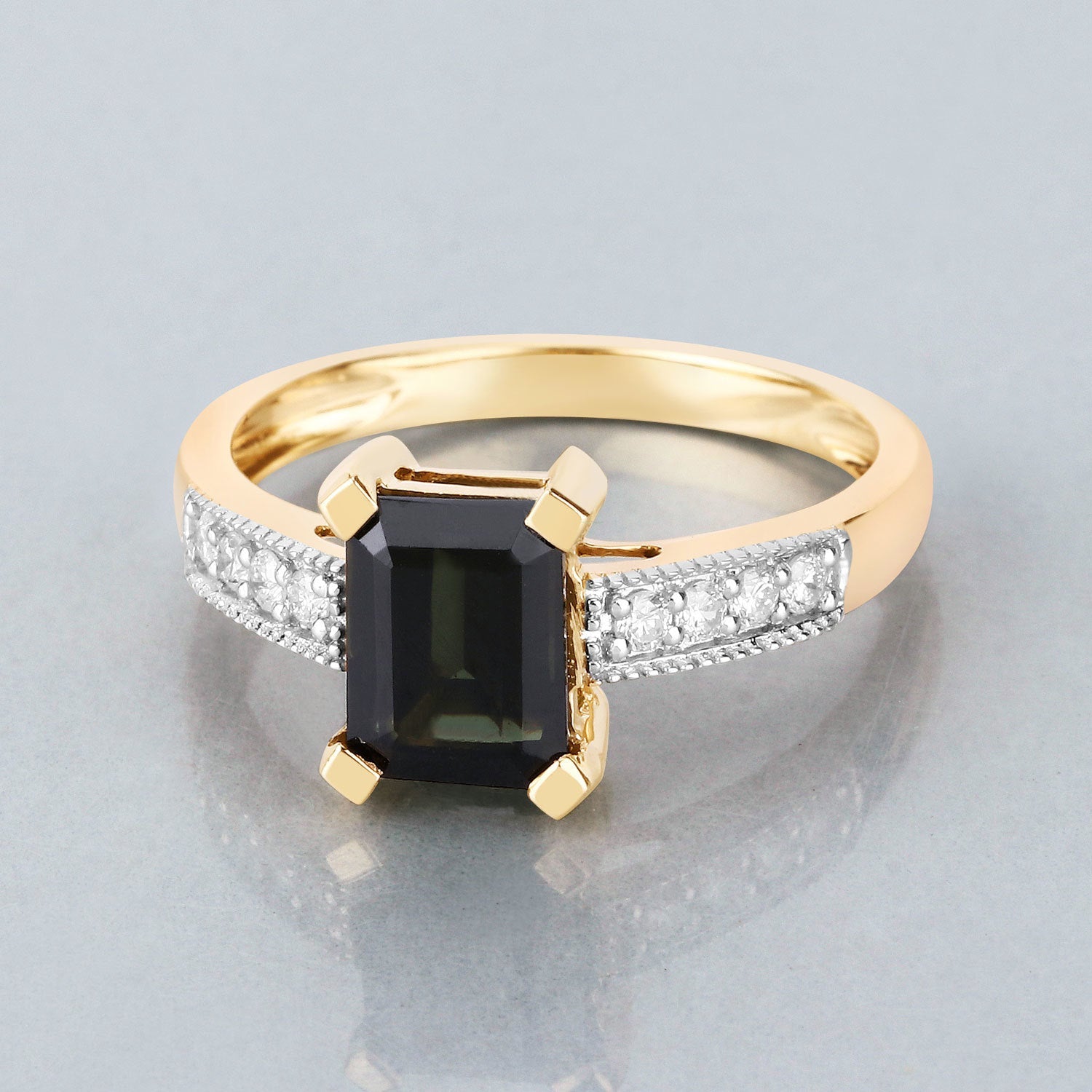 1.91 Carat Genuine Green Tourmaline and White Diamond 14K Yellow Gold Ring by Bids.com