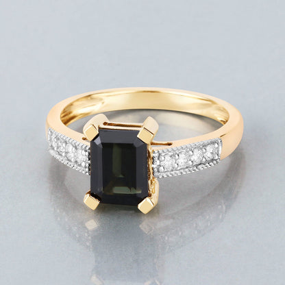 1.91 Carat Genuine Green Tourmaline and White Diamond 14K Yellow Gold Ring by Bids.com
