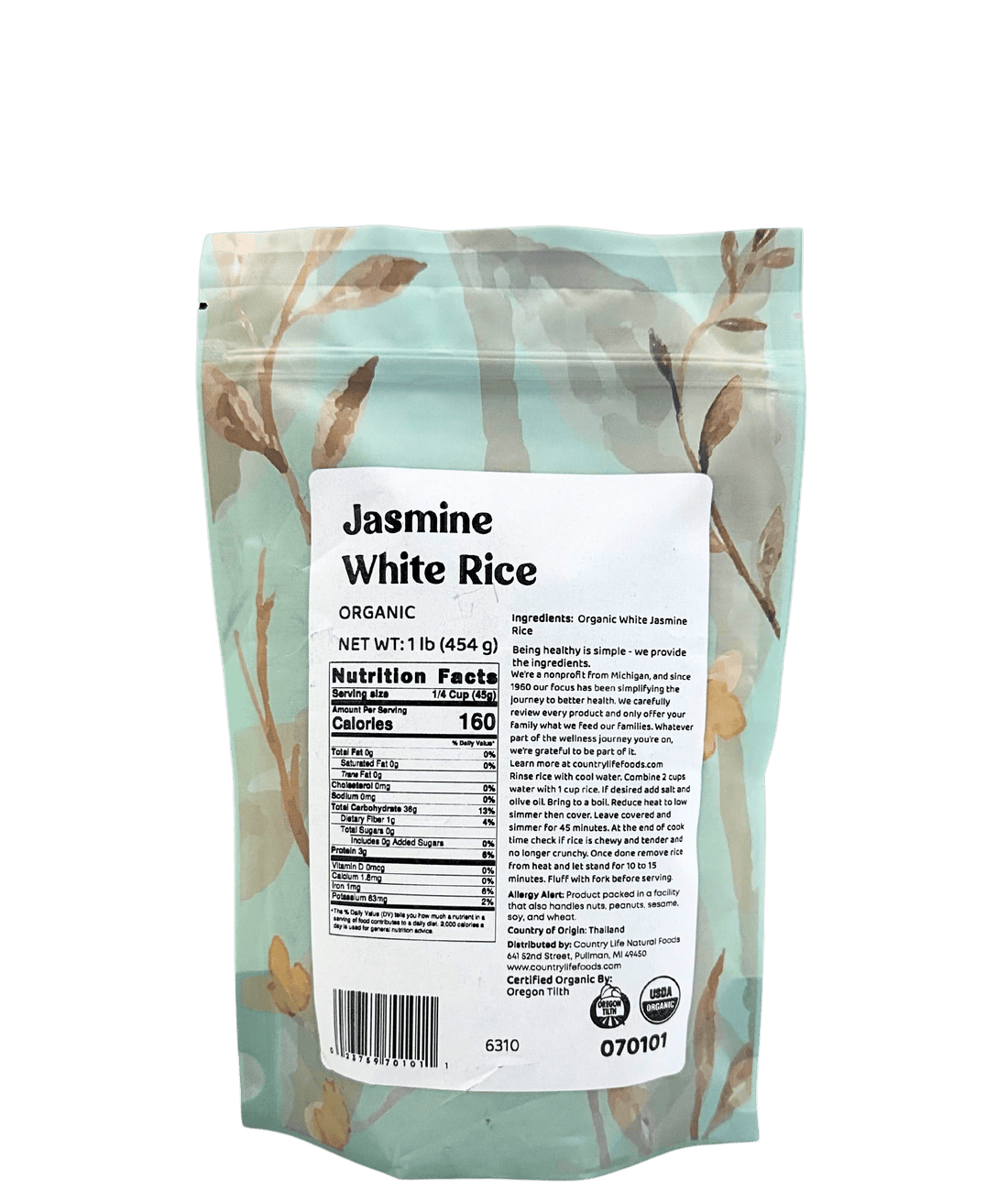 Jasmine Rice, White, Organic by Country Life Natural Foods