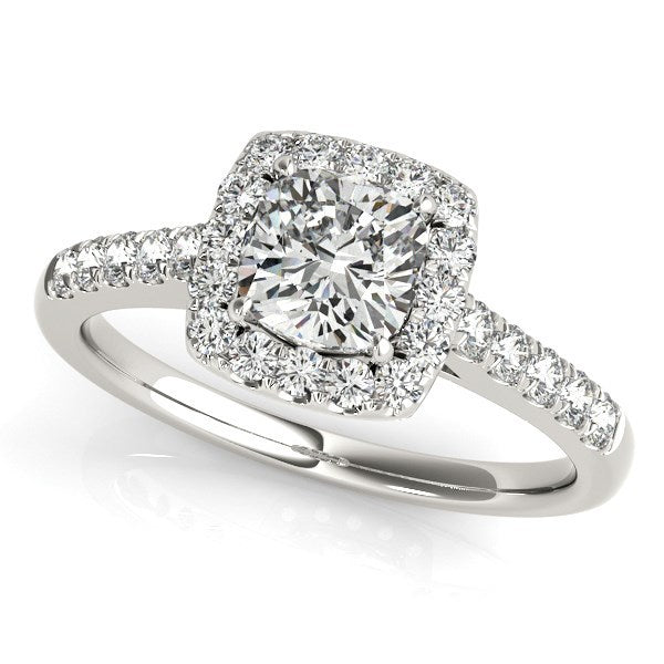 14k White Gold Square Outer Shape Round Diamond Engagement Ring (3/4 cttw) by Bids.com