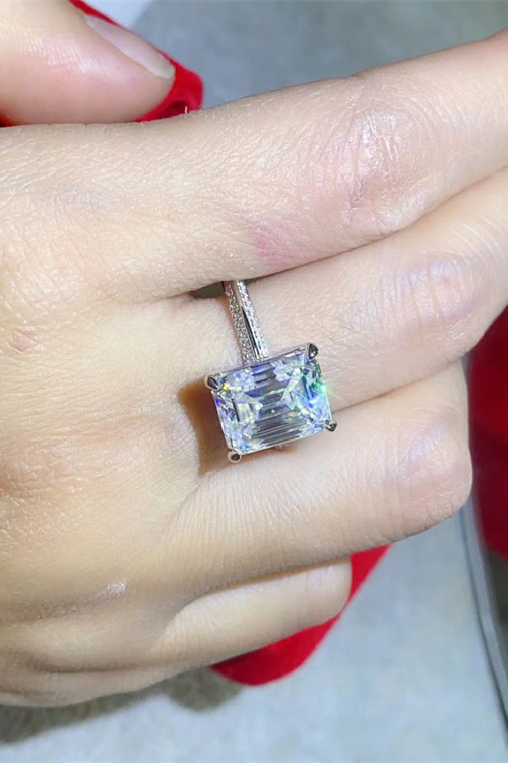 5 Carat Emerald-Cut Sparkala™ Ring (Platinum Over Pure Sterling Silver) by Sparkala