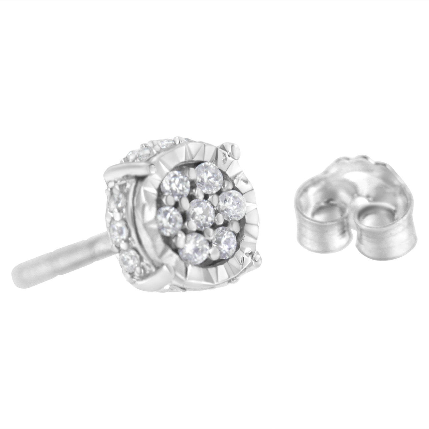 .925 Sterling Silver 1/3 cttw Round-cut Diamond Floral Stud Earring (I-J Clarity, I3 Color) by Bids.com