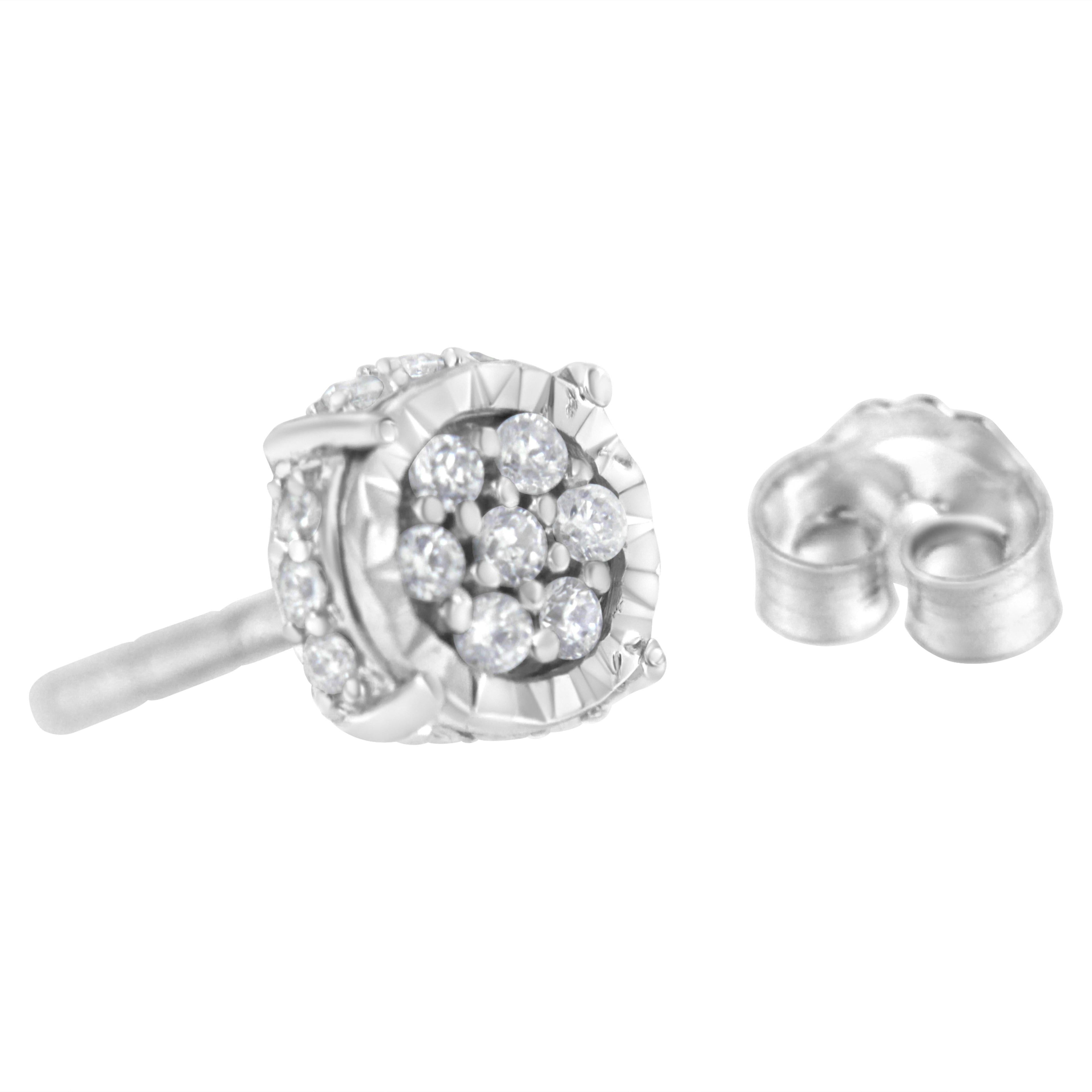 .925 Sterling Silver 1/3 cttw Round-cut Diamond Floral Stud Earring (I-J Clarity, I3 Color) by Bids.com