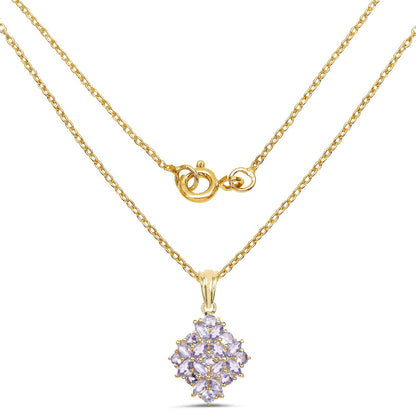 14K Yellow Gold Plated 2.58 Carat Genuine Tanzanite .925 Sterling Silver Pendant  DestGlow