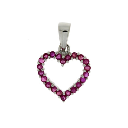 Natural .37ct Ruby Heart Love Pendant 10KT White Gold by Bids.com
