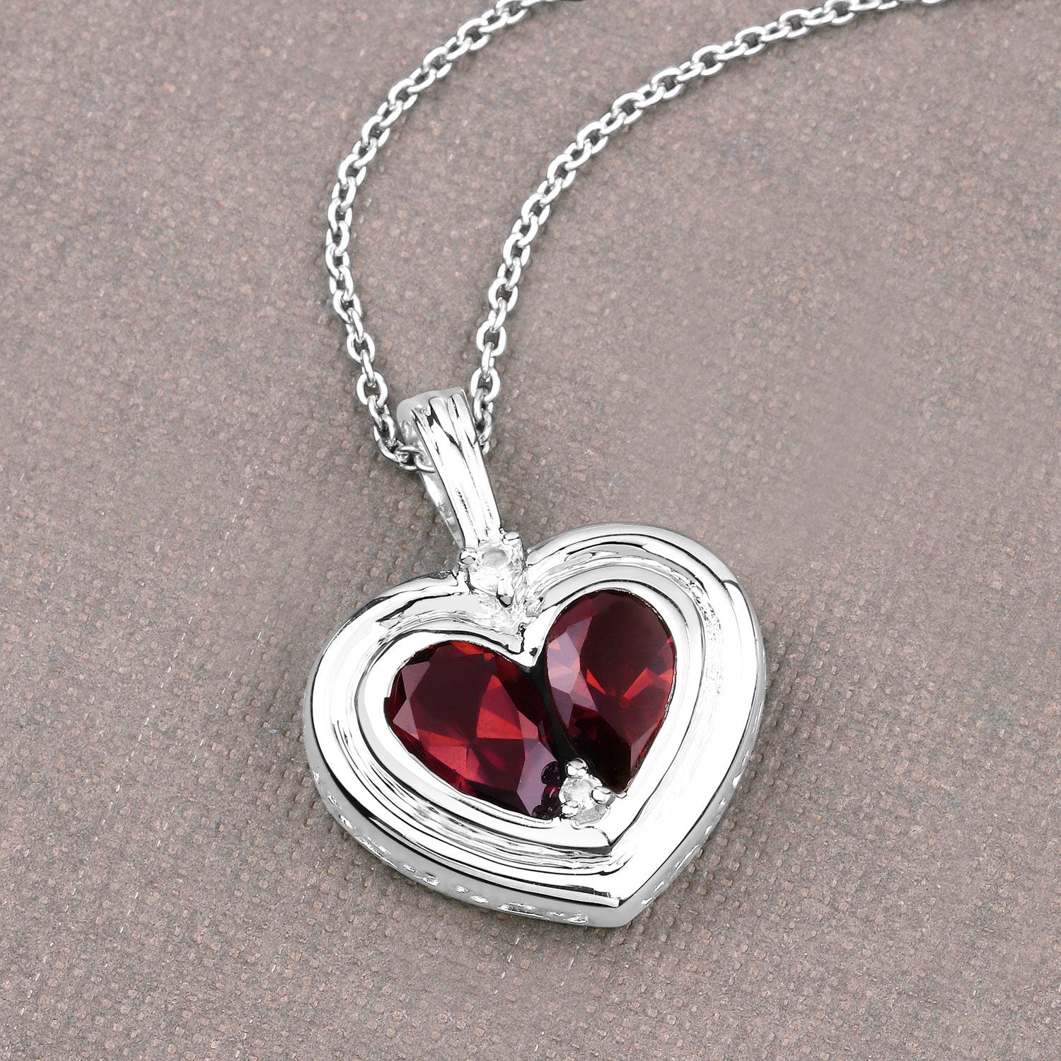 2.66 Carat Genuine Garnet and White Topaz .925 Sterling Silver Pendant by Bids.com