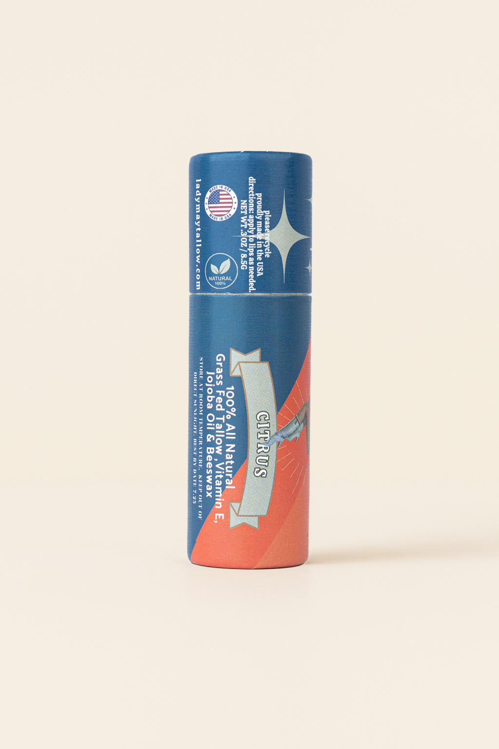 Tallow Lip Balm - CHOOSE A FLAVOR - Natural Beef Tallow Lip Moisturizer with Beeswax &amp; Jojoba Oil by The Lady May