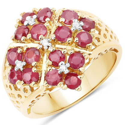 2.13 Carat Genuine Ruby and White Topaz .925 Sterling Silver Ring  DestGlow