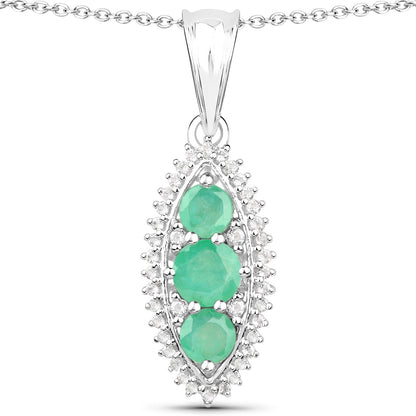 3.52 Carat Genuine Zambian Emerald and White Topaz .925 Sterling Silver 3 Piece Jewelry Set (Ring, Earrings, and Pendant w/ Chain) by Bids.com