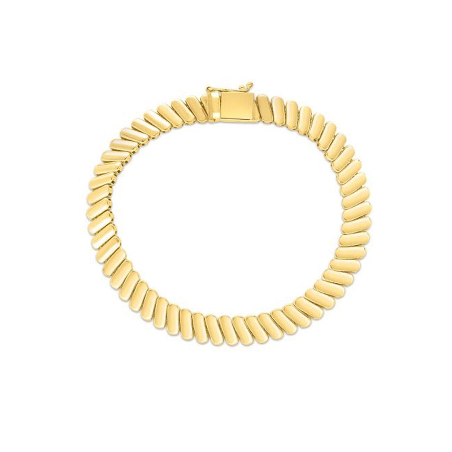 14k Yellow Gold Rib Link Bracelet (7.00 mm) by Bids.com