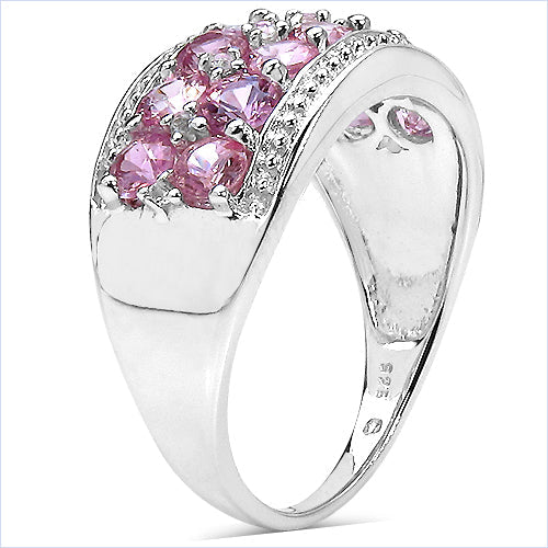 2.00 Carat Genuine Pink Sapphire &amp; White Topaz .925 Sterling Silver Ring by Bids.com