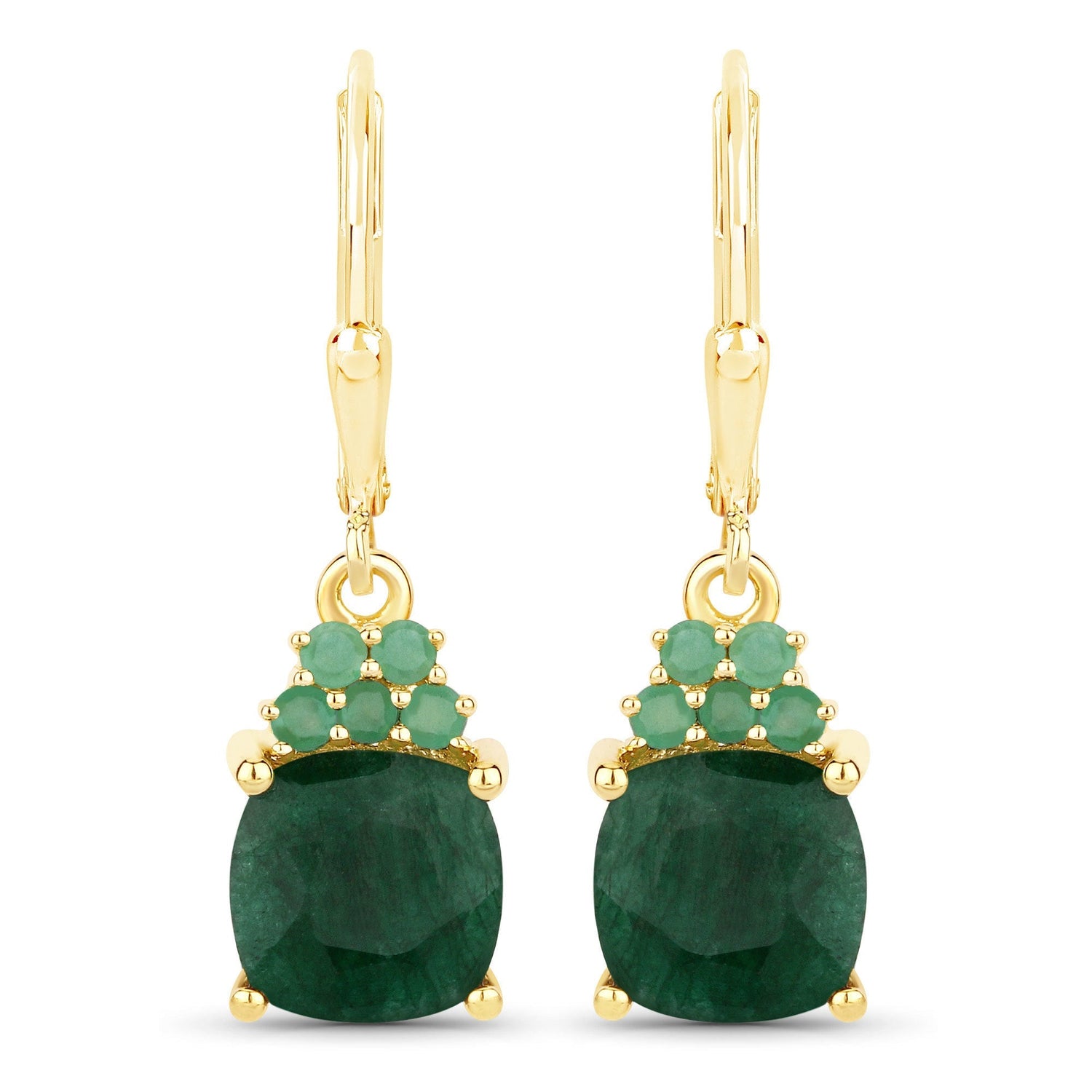 4.50 Carat Dyed Emerald and Emerald .925 Sterling Silver Earrings  DestGlow