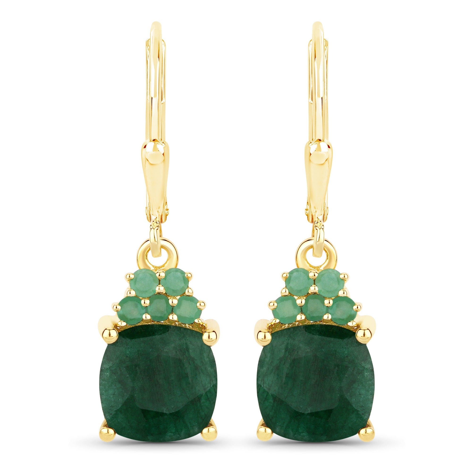 4.50 Carat Dyed Emerald and Emerald .925 Sterling Silver Earrings  DestGlow