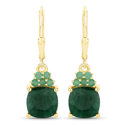 4.50 Carat Dyed Emerald and Emerald .925 Sterling Silver Earrings  DestGlow