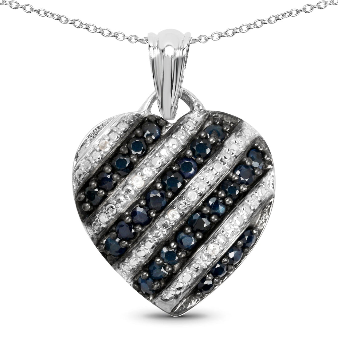 1.55 Carat Genuine Blue Sapphire and White Topaz .925 Sterling Silver Pendant by Bids.com