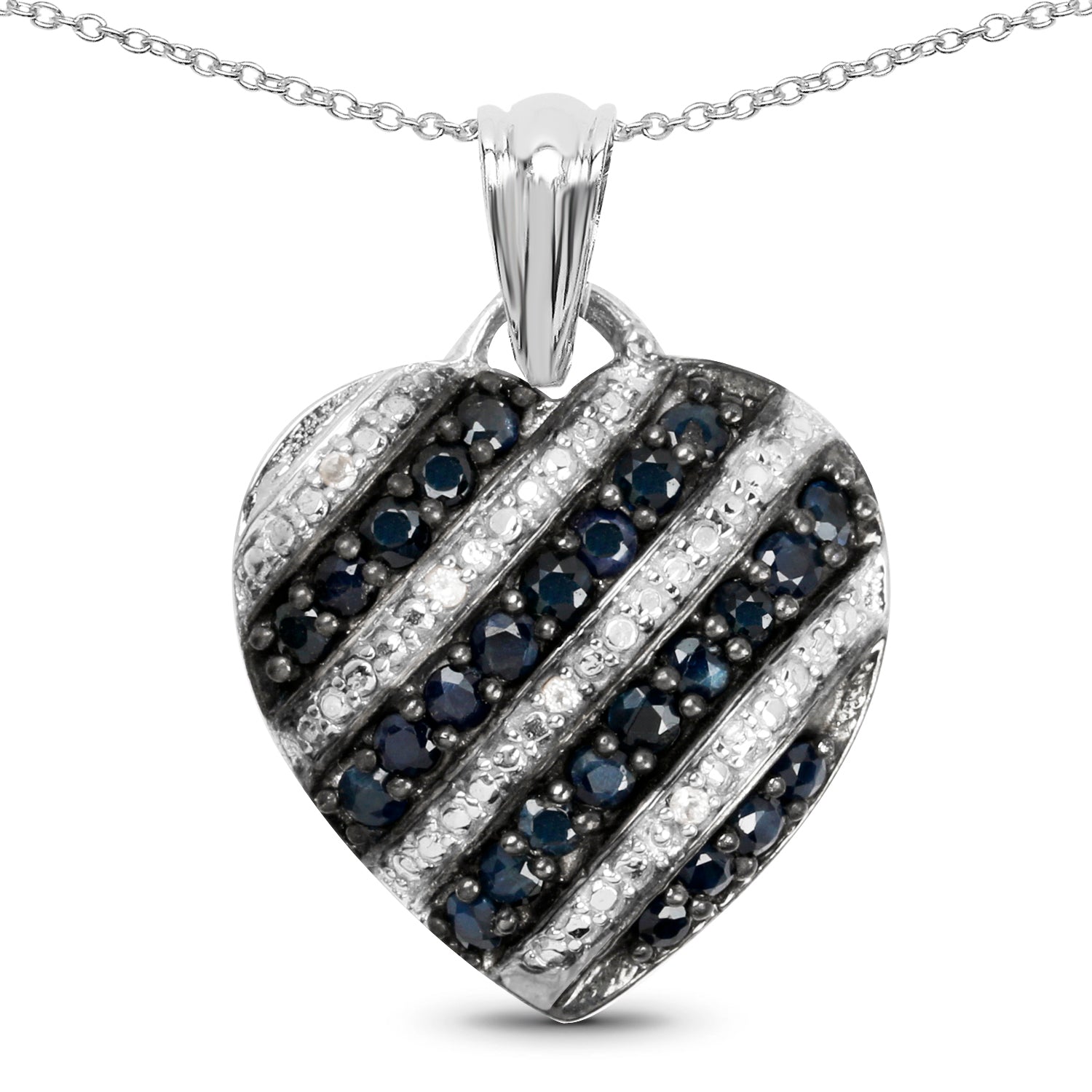 1.55 Carat Genuine Blue Sapphire and White Topaz .925 Sterling Silver Pendant by Bids.com
