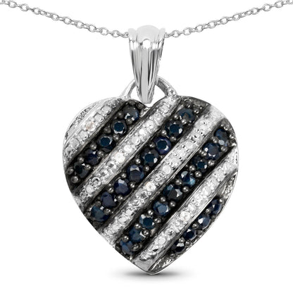 1.55 Carat Genuine Blue Sapphire and White Topaz .925 Sterling Silver Pendant by Bids.com