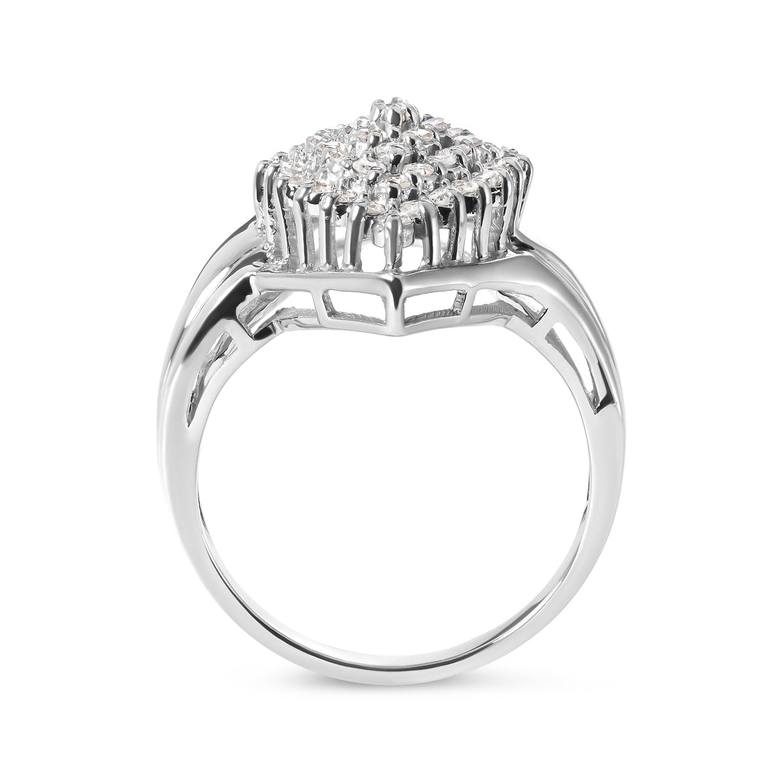 10K White Gold 1/2 Cttw Diamond Pear Shaped Cluster Ring (H-I Color, I1-I2 Clarity) - Ring Size 7 by Bids.com