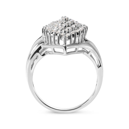 10K White Gold 1/2 Cttw Diamond Pear Shaped Cluster Ring (H-I Color, I1-I2 Clarity) - Ring Size 7 by Bids.com