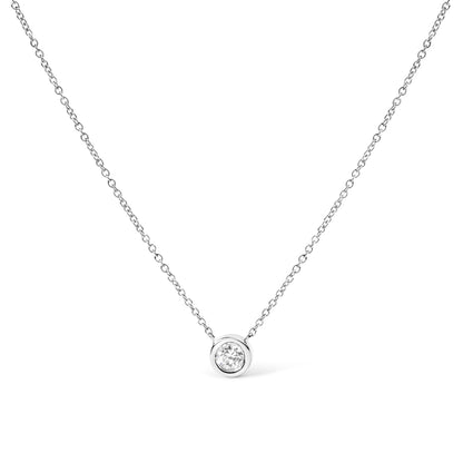 2 Micron 14K Rose Gold Plated Sterling Silver Bezel-Set Diamond Solitaire Pendant Necklace (1/3 cttw, H-I Color, I1-I2 Clarity) by Bids.com