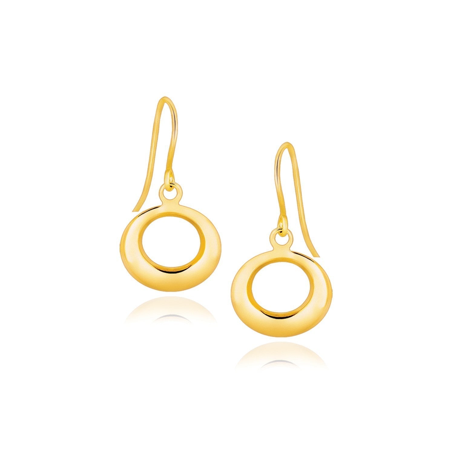 14k Yellow Gold Open Circle Dangle Earrings  DestGlow