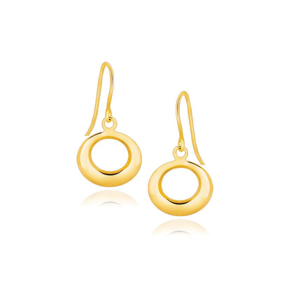 14k Yellow Gold Open Circle Dangle Earrings  DestGlow