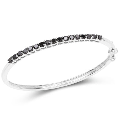 2.50 Carat Genuine Black Diamond .925 Sterling Silver Bangle by Bids.com