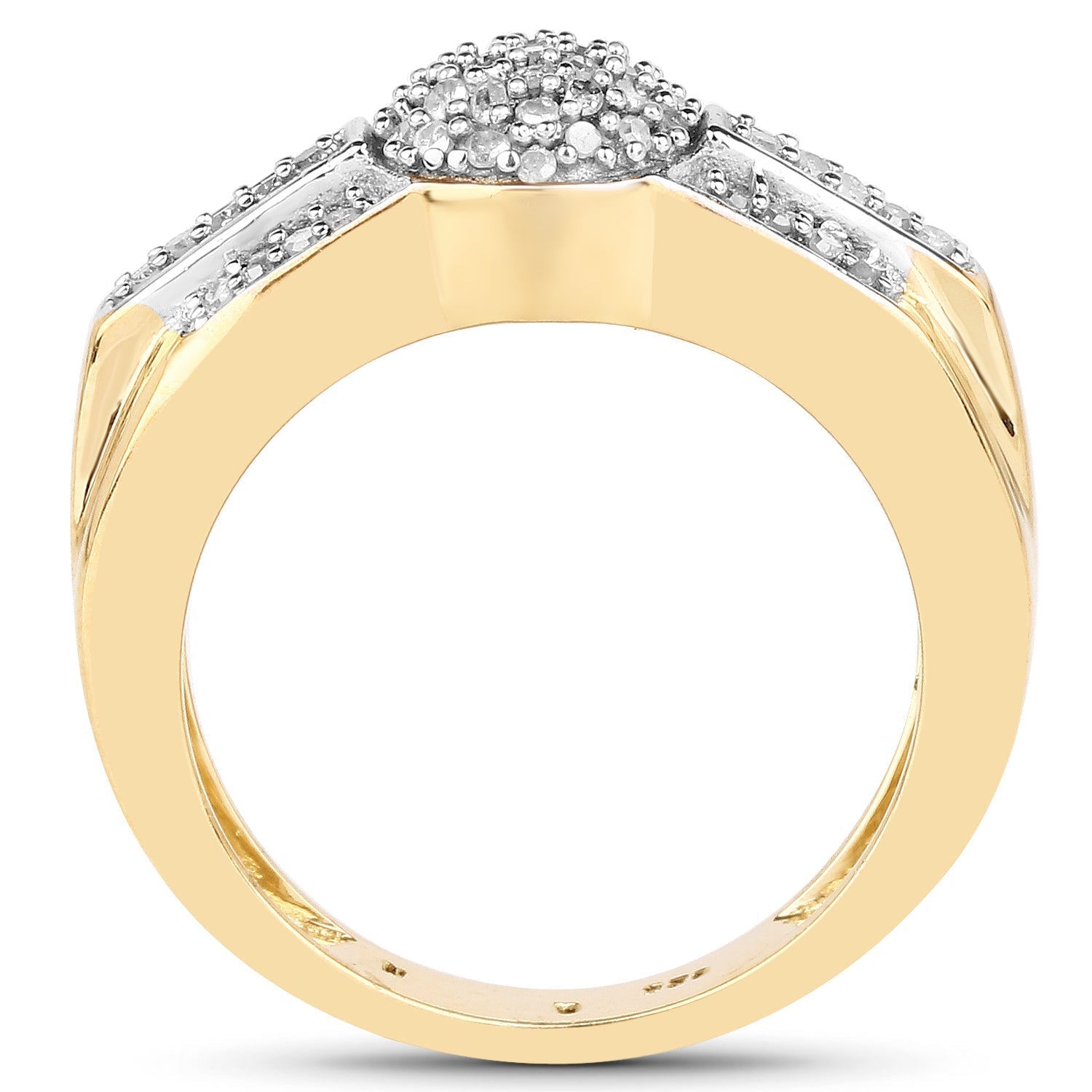 14K Yellow Gold Plated 0.30 Carat Genuine White Diamond .925 Sterling Silver Ring  DestGlow