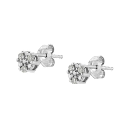 .925 Sterling Silver 1/10 cttw Prong Set Round-Cut Trio Diamond Stud Earrings (I-J Color, I3 Clarity) by Bids.com